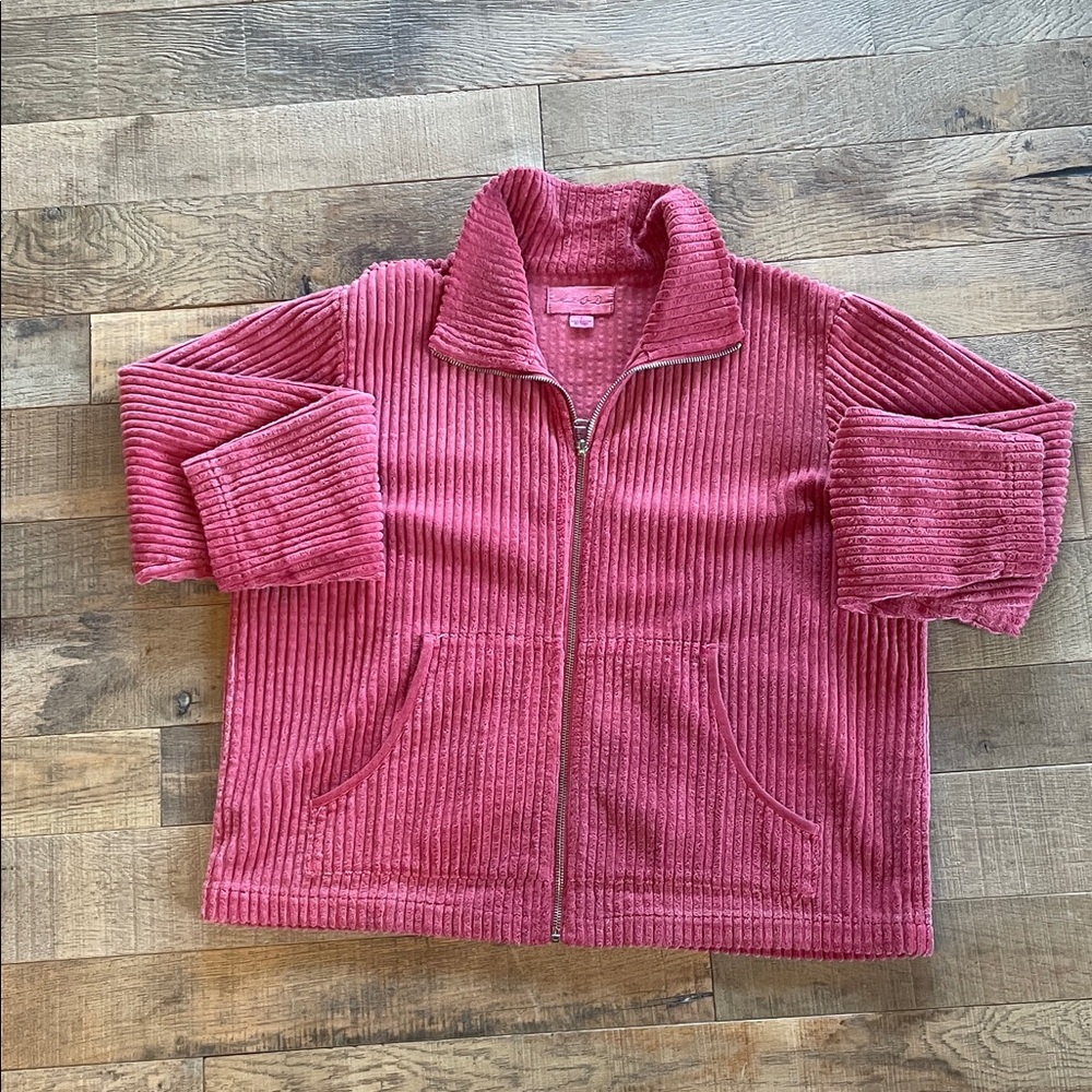 Teddy Zip-Up Jacket in Rose Pink